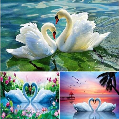 5D Diamond Painting Full Square Swans Animals DIY Cross Stitch Kits Mosaic Picture Of Rhinestones Decor Gift Diamond Embroidery