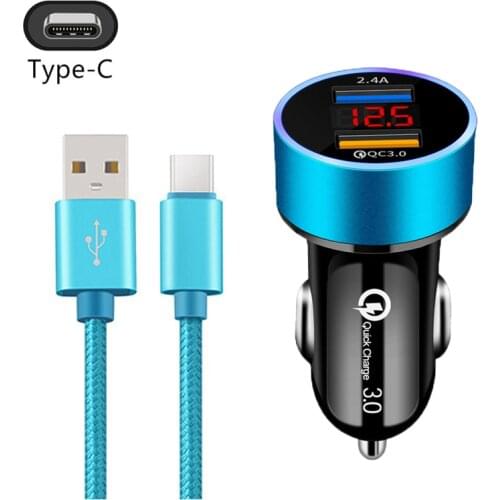 Car Charger Type-c USB Quick Charge 3.0 Phone Adapter For Huawei P20 P30 P40 Lite E Mate 20 10 Pro Lite USB C Cable Chargers