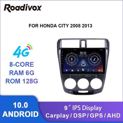9" android 10.0 car radio video gps navigation player for honda city 2008 2013 multimedia autoradio stereo head unit