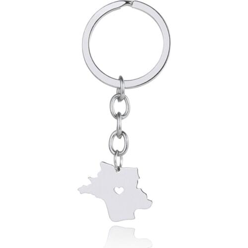 Elfin French Map Key Chains France Map Stainless Steel Bag Car Keychain Key Ring For Women Men Map Memorial Gift Jewellery