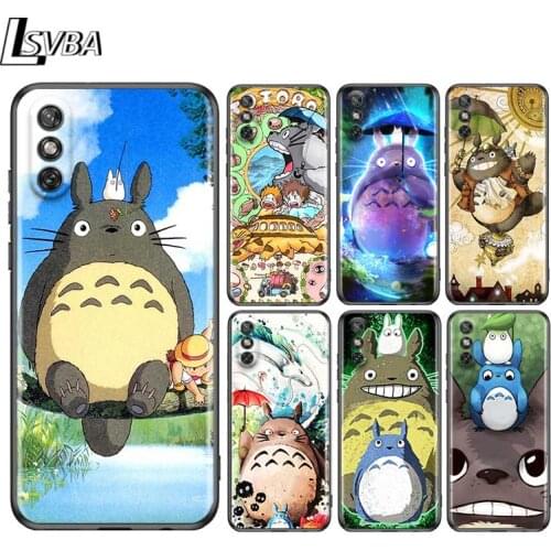 Totoro Cute Cat for Huawei Y9A Y9S Y9 Y8S Y8P Y7P Y7 Y6 Y5P Y5 Lite Pro Prime 2020 2019 2018 2017 Black Phone Case