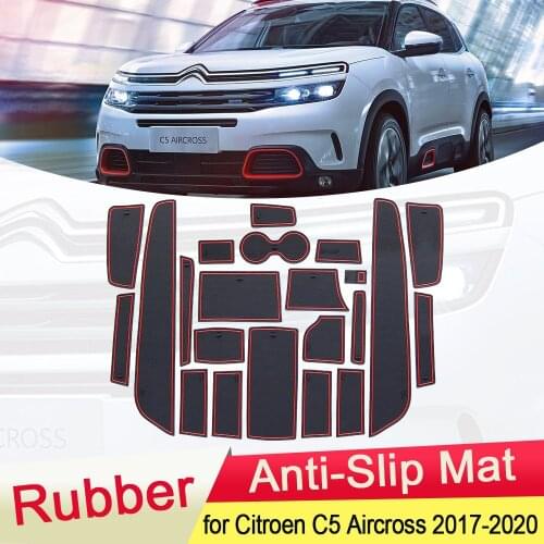 For Citroen C5 Aircross 2017 2018 2019 2020 Rubber Anti-slip Mat Door Groove Cup Phone Pad Gate Slot Car Stickers Accessories