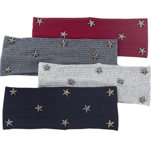 Geebro Women Casual Star Ribbed headbands Spring Summer Soft Cotton striped Knitted Hair bands For Ladies Boho Hair Accessories