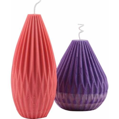 Geometric Vase Shape Candle Mold Art Origami Striped Pear Shell Shaped Candle Mould Handmade Aromatherapy Plaster Making Tools