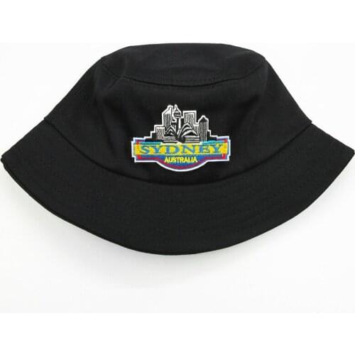 2021 Geometric Building Embroidery Cotton Bucket Hat Fisherman Hat Outdoor Travel Hat Sun Cap Hats for Men and Women