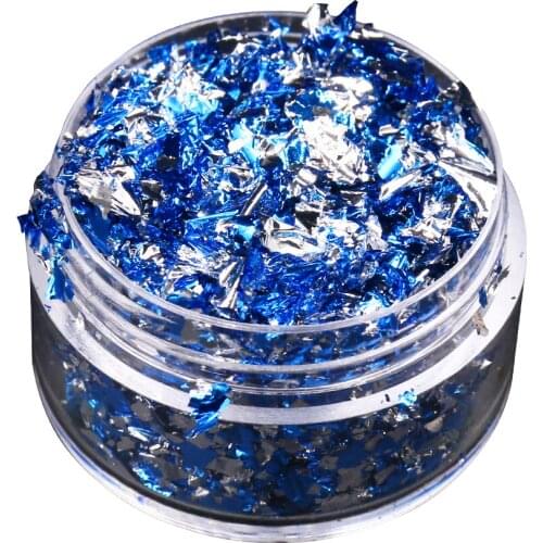 Imitation Gold Foil Flakes Blue Silver Leaf Flakes for Nail Decoration Painting Arts Craft Colorful