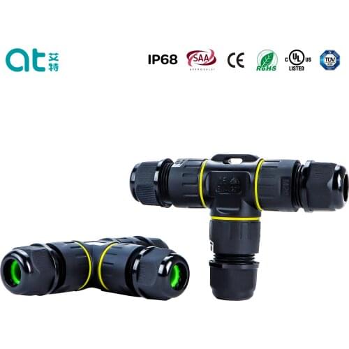 IP68 T Type M20T Plastic Screw Circular Led Strip Light Splitter Electrical Easy Installed Waterproof Cable Connector