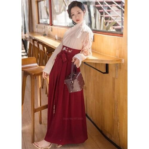 Japanese Kimono Women Vintage Style Yukata Haori Sakura Girl Embroidery Top Skirts Suit Haori Kawaii Girls Long Robe Vestidos