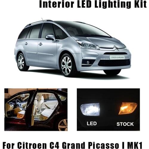12 Bulbs White Canbus LED Interior Dome Map Trunk Light Kit For Citroen C4 Grand Picasso I MK1 2007-2013 Glove Box Footwell Lamp