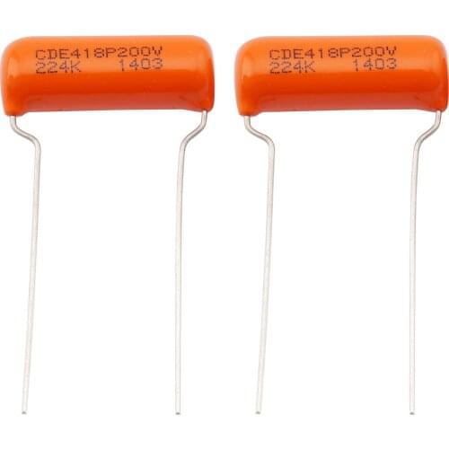 CDE Sprague Orange Drop Capacitors Tone Caps .22uF 418P 224K 200V for Guitar or Bass (Set of 2)