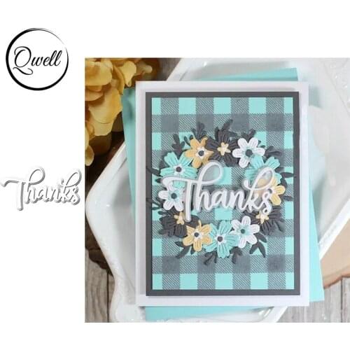 QWELL Metal Cutting Dies Words Thanks DIY Scrapbooking Album Craft Cards Making Template 2020 New