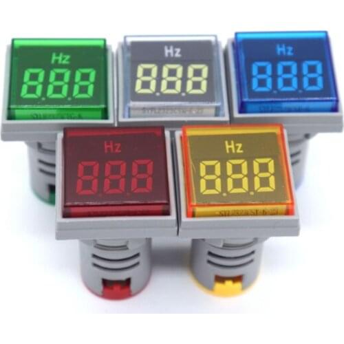 Mini Square Panel LED AC Digital Display Frequency Table Gauge Hertz Meter Indicator Signal Lamp Lights Range0-99HzWarning Light