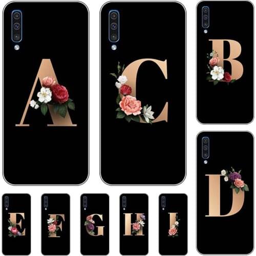 For Samsung Galaxy A50 GalaxyA50 A 50 SM-A505F A505 A505F A50S Case Cute Lovely Flowers Black Letters Silicone Soft Cover