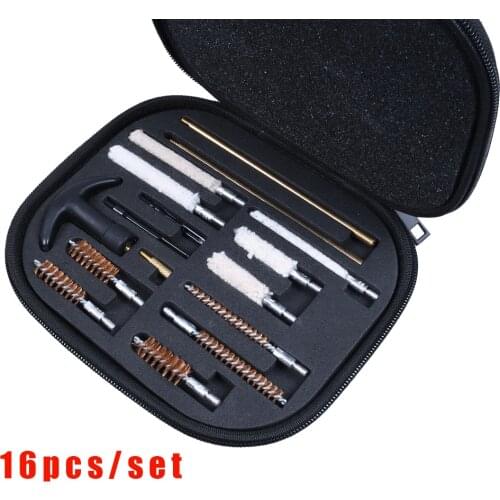 16 pcs Universal Pistol Gun Cleaning Kit Barrel Brushes Tools for most caliber handguns 22 357 38 40 44 45 9mm Gun Cleaning set