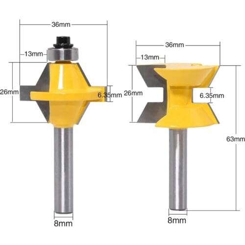 2pcs 8mm Shank 120 Degree Router Bit Set Woodworking Groove Cutters Tungsten Alloy Wood Tenon Milling Cutter Bits Tools 02120