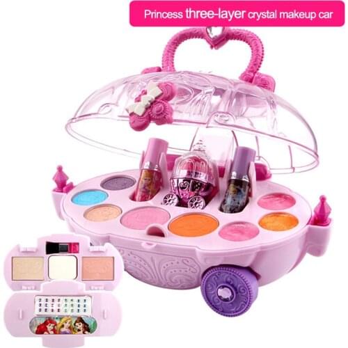 Disney Princess Girls Makeup Toy Set Safety Cosmetics Car Toy Pretend Play Girls Makeup Training Toys For Children Girls Gifts