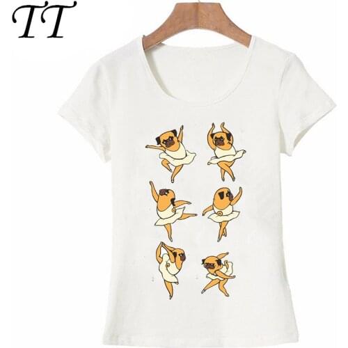 2018 New summer women t-shirt Lovely Ballet Pug print T-Shirt funny dog art casual Tops hipster girl Tees fashion ladies T Shirt