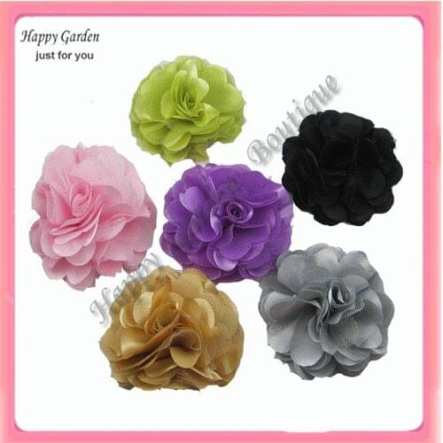 Wholesale - 22colors for your choose 3'' Satin mesh silk flowers brooch pin FreeShipping