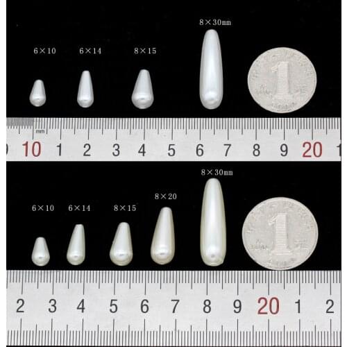 Multi-size Teardrop Acrylic Sewing Imitation pearl spacer beads Hole beads DIY Earrings Bracelet Choker Necklace Jewelry Making