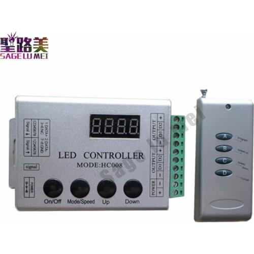 DC12V 5-24V HC008 Programmable RGB Pixel Controller RF Remote control 2048 pixel,133 effect modes WS2811 WS2812 LED Controller