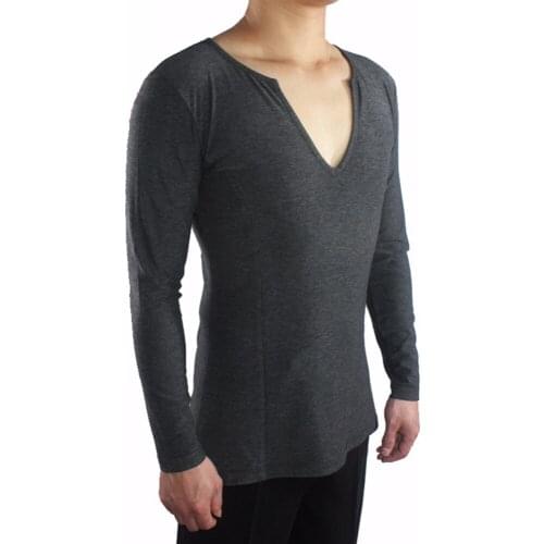 Good Sale Latin Dancing Tops For Males Black Sliver Shirts For Man Adult Professional Ballroom Indian Presentation Clothes Q7039