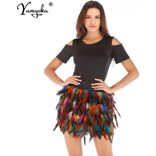 Sexy High Waist woman skirts womens feathers decoration Mini y2k harajuku goth skirt vintage club prom party wrap pleated skirt