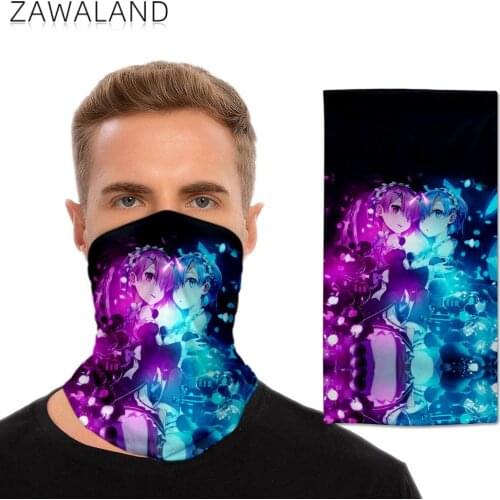 Zawaland Anime Balaclava Breathable Mask Bandana Magic Scarf Half Face Mask Cycling Hiking Scarves Women Men Summer Headband