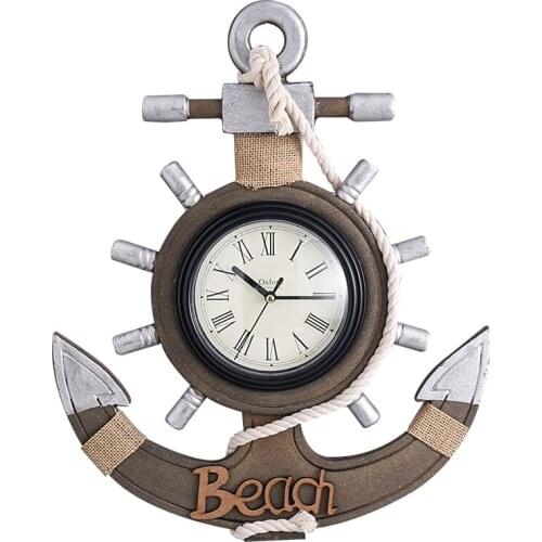 VINTAGE 3D WALL CLOCK WOODEN BAR BOAT RUDDER MEDITERRANEAN ANCHOR LIVING ROOM CLOCKS OLD DECORATIONS ANTIQUE RELOJ DECOR SC207