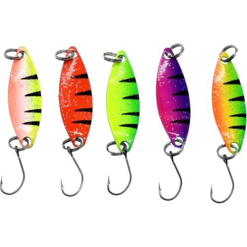 WLDSLURE 5Pcs/lot Fishing Lure Colorful Spoon Bait 2g Metal Spoon Fishing Lure For Trout Single Hook