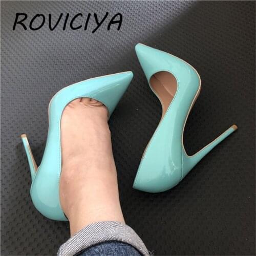 New Color Spring Summer Pumps Women Shoes Pointed Toe 12cm High Heel Shoes Fashion Women Party Wedding Shoes QP100 ROVICIYA