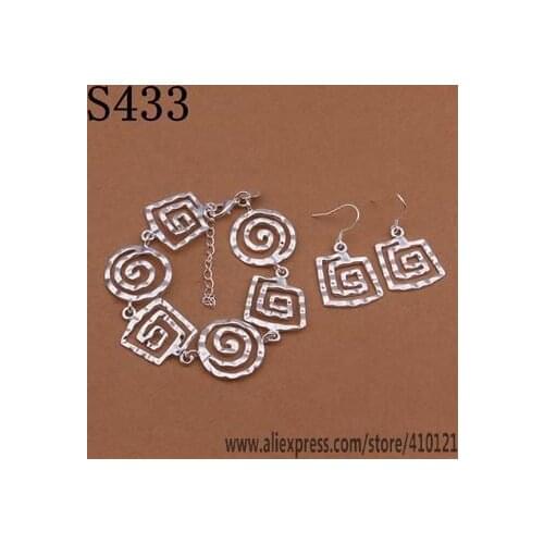 S433 Lucky Charm Silver Color Jewelry Sets For Women Fashion Jewelry Lady Accessories Fashion Bracelet Earring /djdamaka