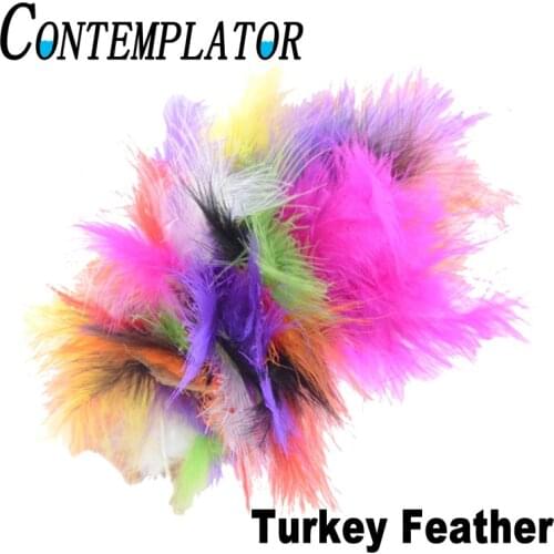 100pcs 10colors Assorted Turkey Marrbou Hackles Fly Tying Feathers Blood Quill Feather Fly Tails Wings Throats Materials