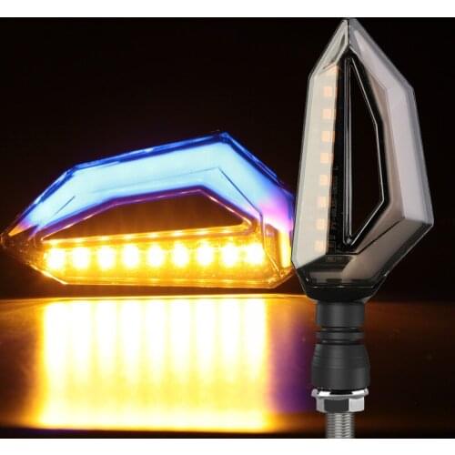 2pcs/set Flowing Universal Motorcycle Turn Signal Indicators 12LED 12V Blinkers Flexible Bendable Lamp Light Amber