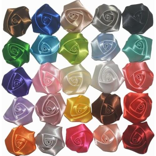 200 pcs/lot , 1.5" Mini Satin Rolled Rossettes Satin Roses Wedding Bridal Roses Flowers Embellishments