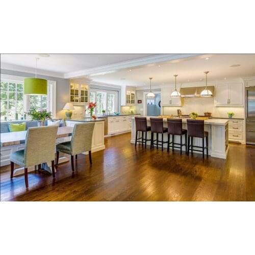 2017 customized solid wood kitchen cabinet oak wood kitchen cupboard blum hinges modern quartz stone