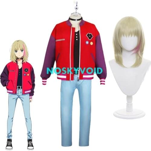 2021 Kawai Rika Costumes Wonder Egg Priority Cosplay Wig Womans Jackets Rika Kawai Coat and Pants Fashion Anime Uniforms