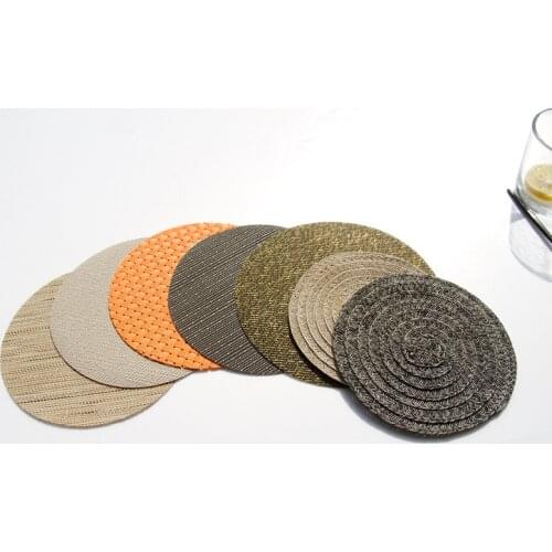 4/6 Pieces of Round Placemat Coaster Kitchen Table Mat Cotton and Linen Woven Bowl Mat Potholder Round Placemat Handmade