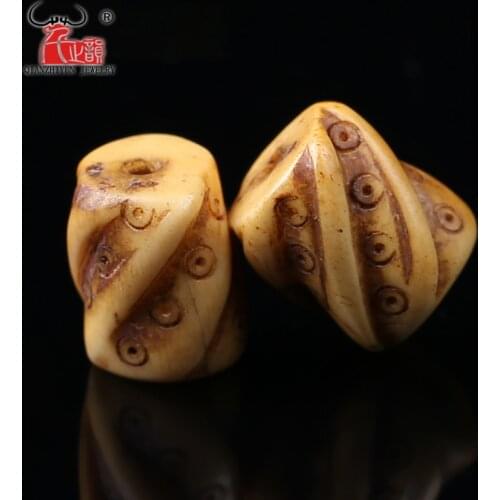 5PCS Tibetan yak bone bead hand-chain necklace Antique DIY scatter beads for jewelry making Handmade Carved 27mmX14mm hole 2mm