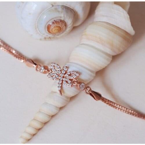 925 Sterling Silver Women Wristband Bracelet Dragonfly Necklace Gift Birthday Precious Stylish Chain Luxury