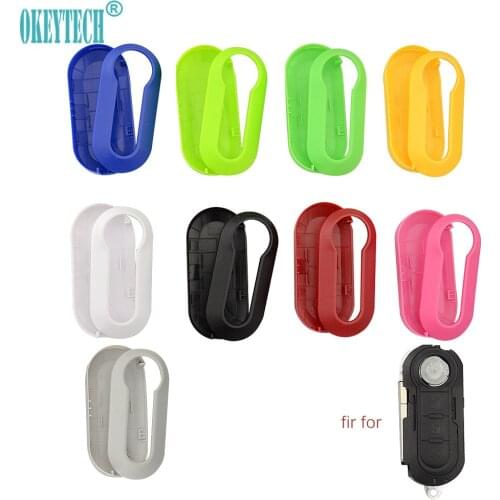 OkeyTech Remote Car Key Shell Cover Replacement Protective Case 3 Buttons Colorful for Fiat 500 Panda Punto Bravo Flip Folding