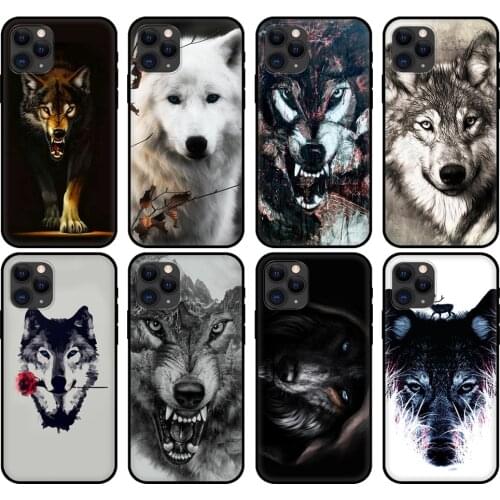Black tpu case for iphone 5 5s se 2020 6 6s 7 8 plus x 10 XR XS 11 12 mini pro MAX back cover Dark Night Wolf
