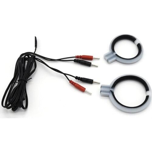 Electric Shock Accessory Penis Ring Cock Massage Enlarger Cock Ring Electro Shcok Stimulator Sex Toys For Man