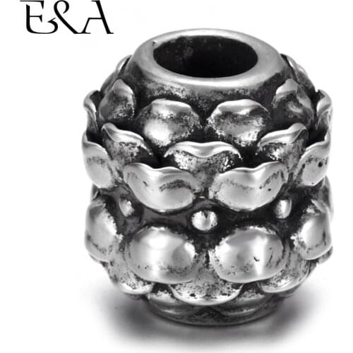 Stainless Steel European Beads Lotus Religious Charms Hole 5mm for Jewelry Making Supplies Bracelet Spacer Buddhism Eur Bead