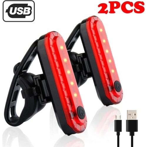 2pc Red USB Rechargeable Bike Bicycle Cycling 4 Modes LED Front Rear Tail Light Lamp Outdoor Sports Bike Light Fietsverlichting