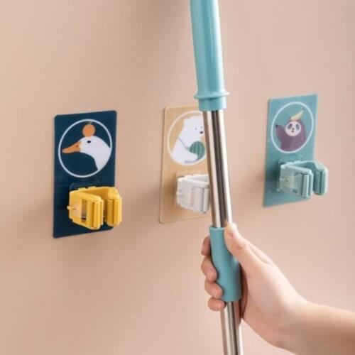 Adhesive Multi-Purpose Hooks Kitchen Bathroom Strong Hooks Wall Mounted Mop Organizer Holder Home Garage Hanging Tools