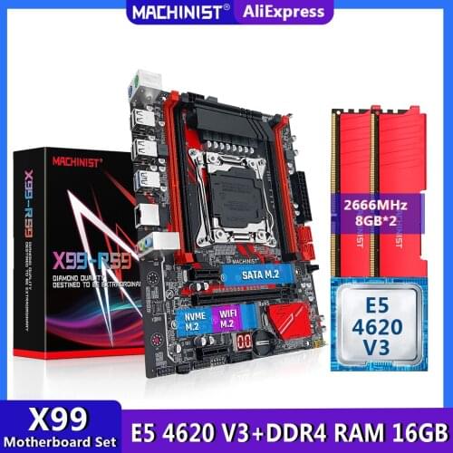 MACHINIST X99 motherboard LGA2011-3 set kit with Intel xeon E5 4620 V3 processor DDR4 16GB(2*8GB)2666MHz RAM memoryM-ATX X99-RS9