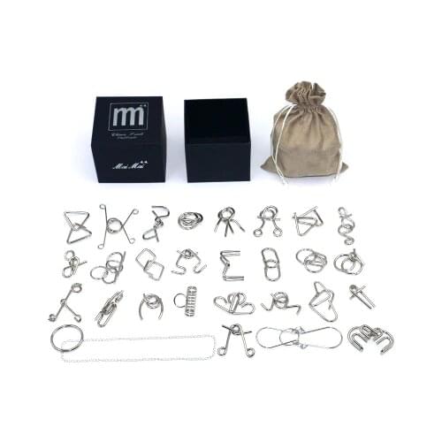 Metal Puzzle Mind Brain Teaser Magic Wire Rings Puzzles Game Toys for Children Adults Christmas gift