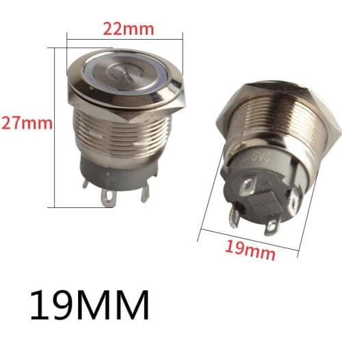 5V 19mm Momentary Push Button Metal Switch