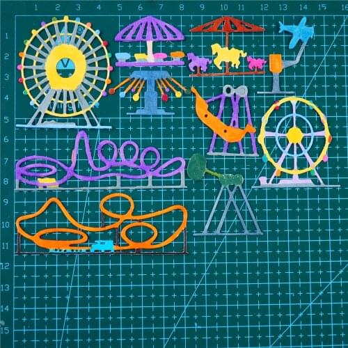 Cute Carousel Ferris wheel Whirligig Metal Cutting Dies Stencils DIY Scrapbooking Decorative Embossing Paper Cards Handcraft Die
