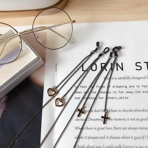 Fashion Pendant Glasses Chains Cross Heart Eyeglasses Sunglasses Spectacles Metal Chain Holder Cord Lanyard Necklace